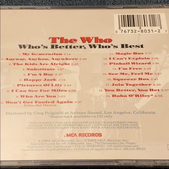 ❌SOLD❌3 CDs:The Who & Rolling Stones Hot Rocks 1&2 - Picture 7 of 8